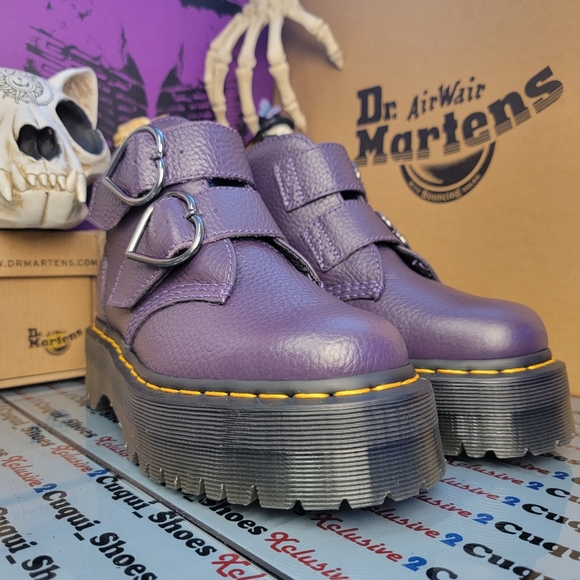 Dr Mertens Devon Heart Quad Platform Leather Boots - Picture 14 of 15